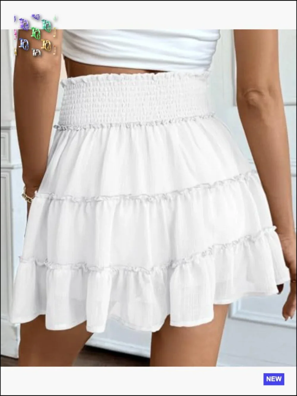 High Waist Ruffle Mini Skirt with Built-in Shorts A-Line Tennis Golf Skirt - Picture 2 of 6